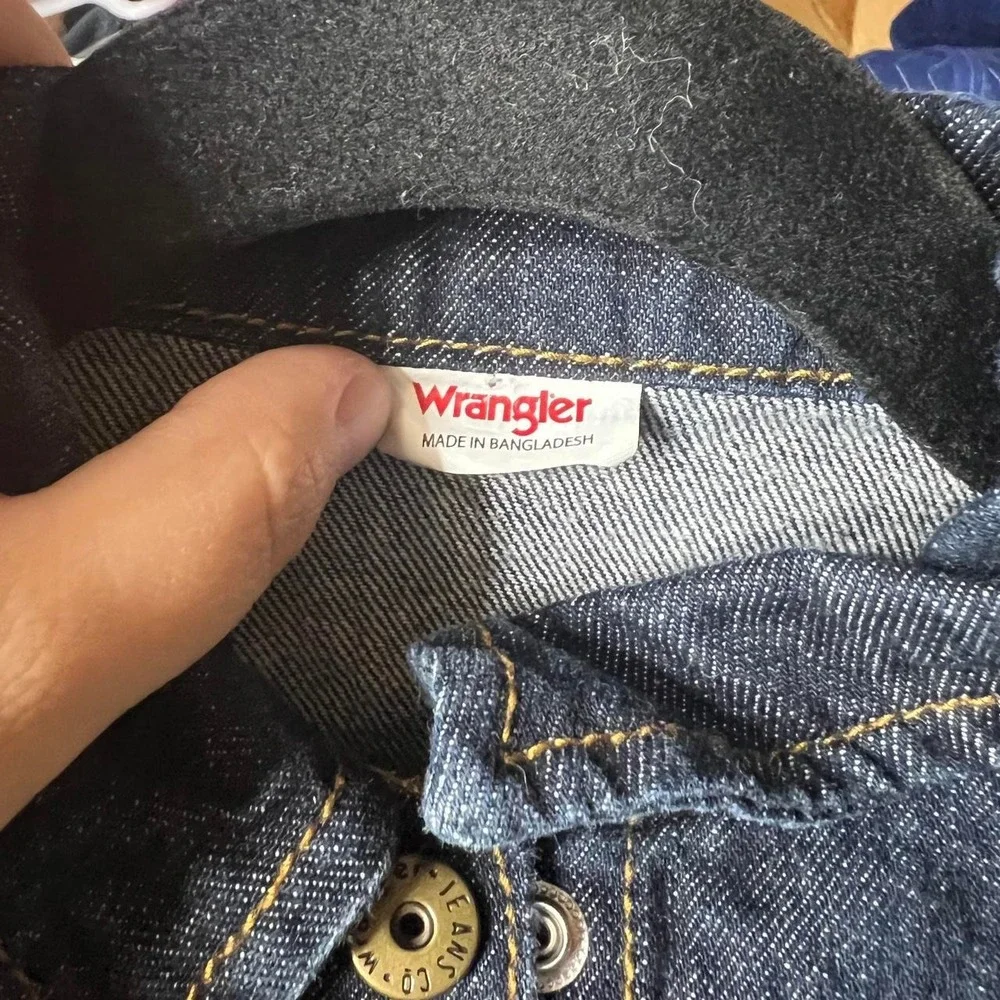 Wrangler Classic Trucker Denim Jacket Western Cowboy Dark Wash Jean Coat Size 2T